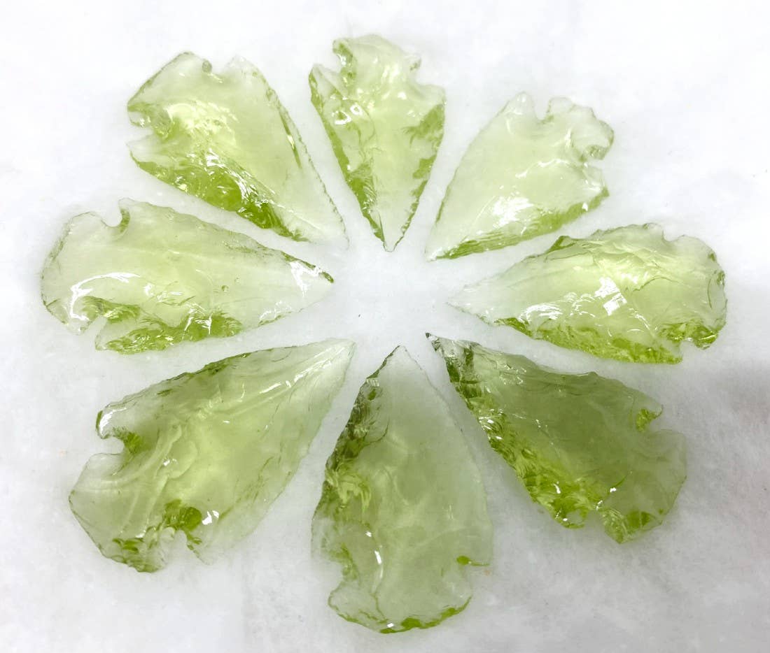 1.25" Peridot Glass Arrowhead Spearhead Point
