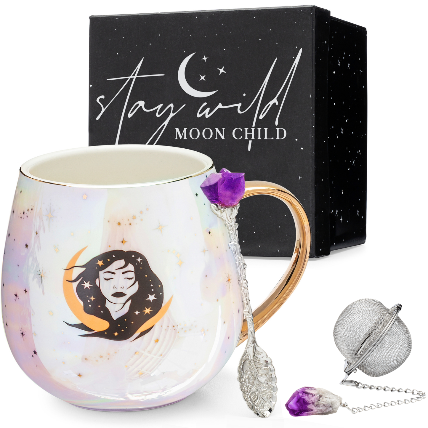 Moon Child - Mug Gift Set with Amethyst Tea Accessories