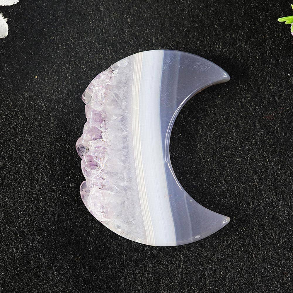 Agate Druze Moon with Amethyst Druze