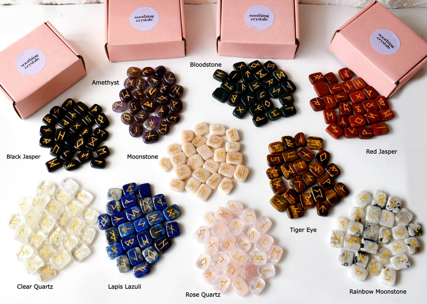 Clear Quartz Rune Set(Dispelling Negative Energy and Dreams)
