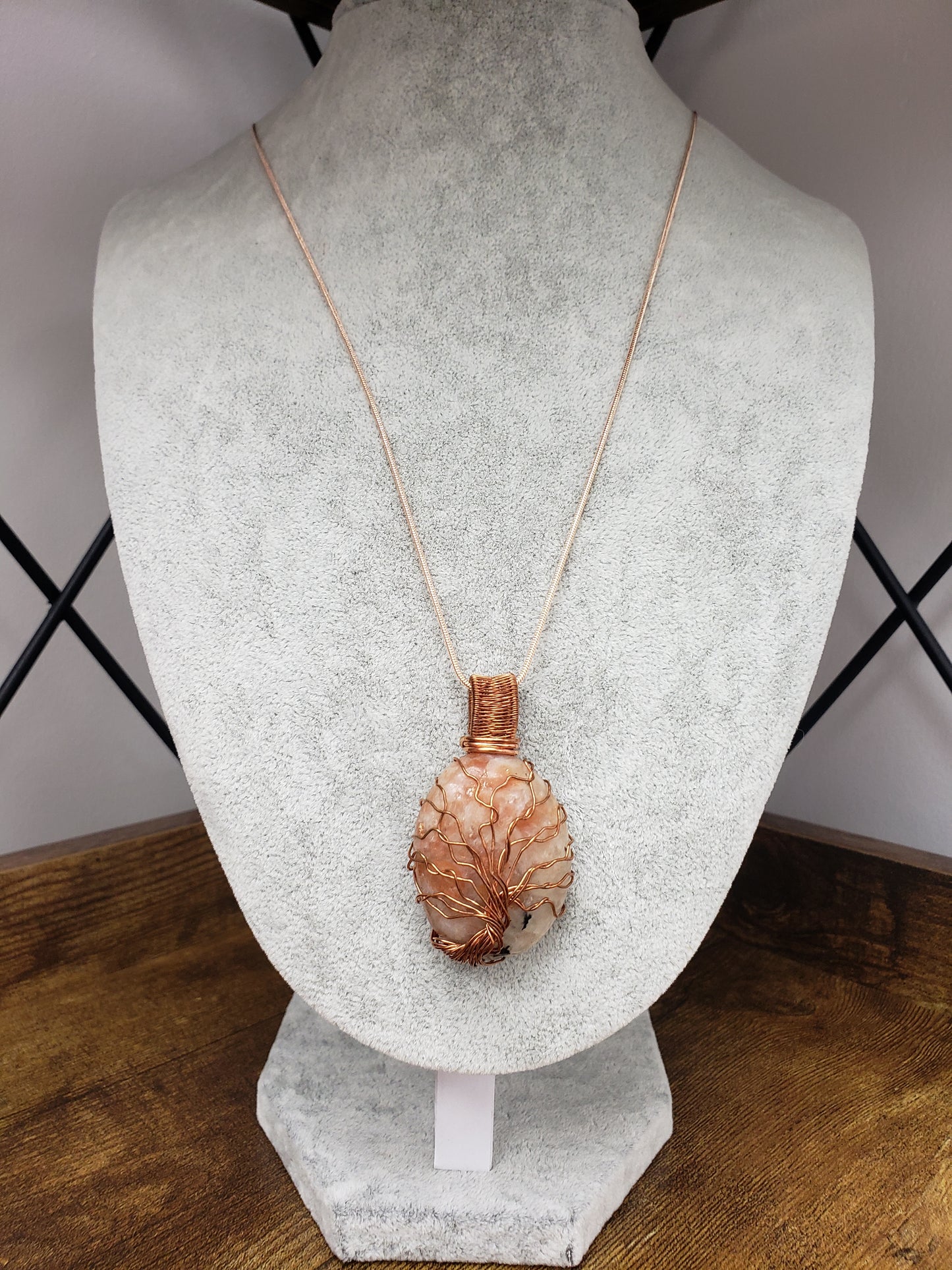 Sunstone Tree of Life Wire Wrap Necklace