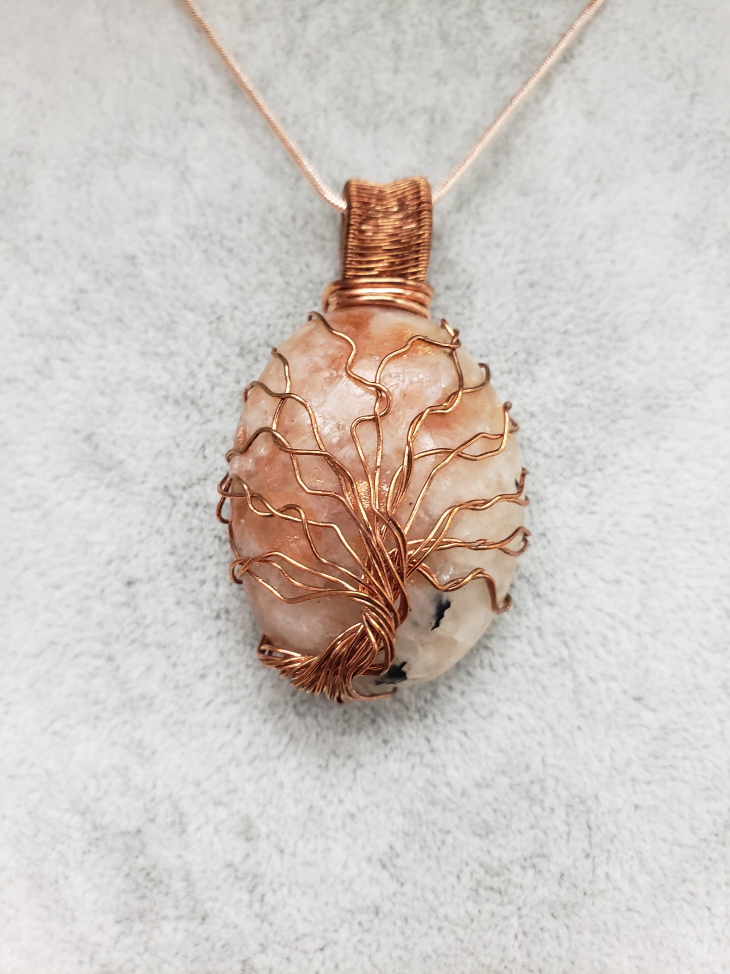 Sunstone Tree of Life Wire Wrap Necklace