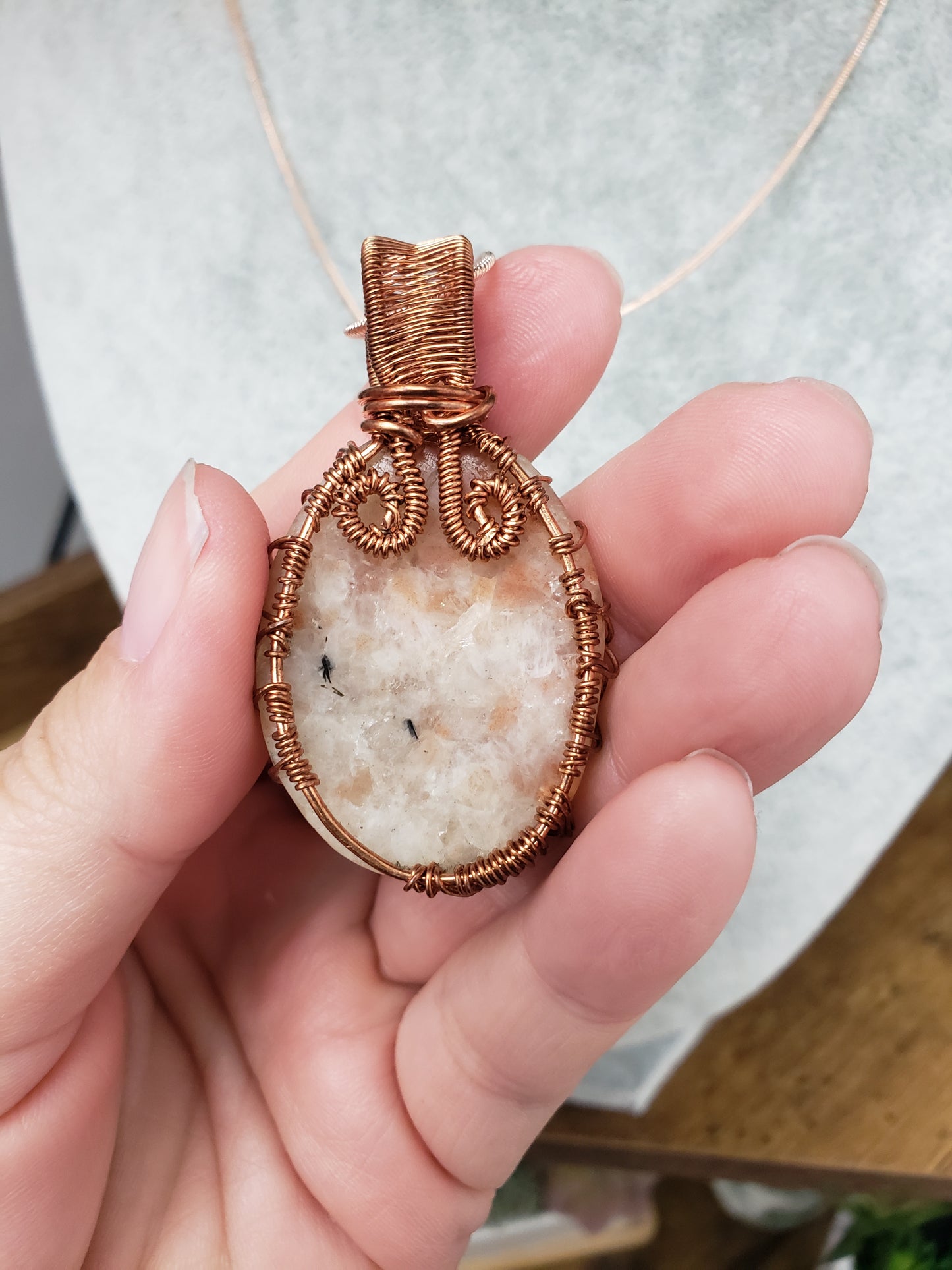 Sunstone Tree of Life Wire Wrap Necklace