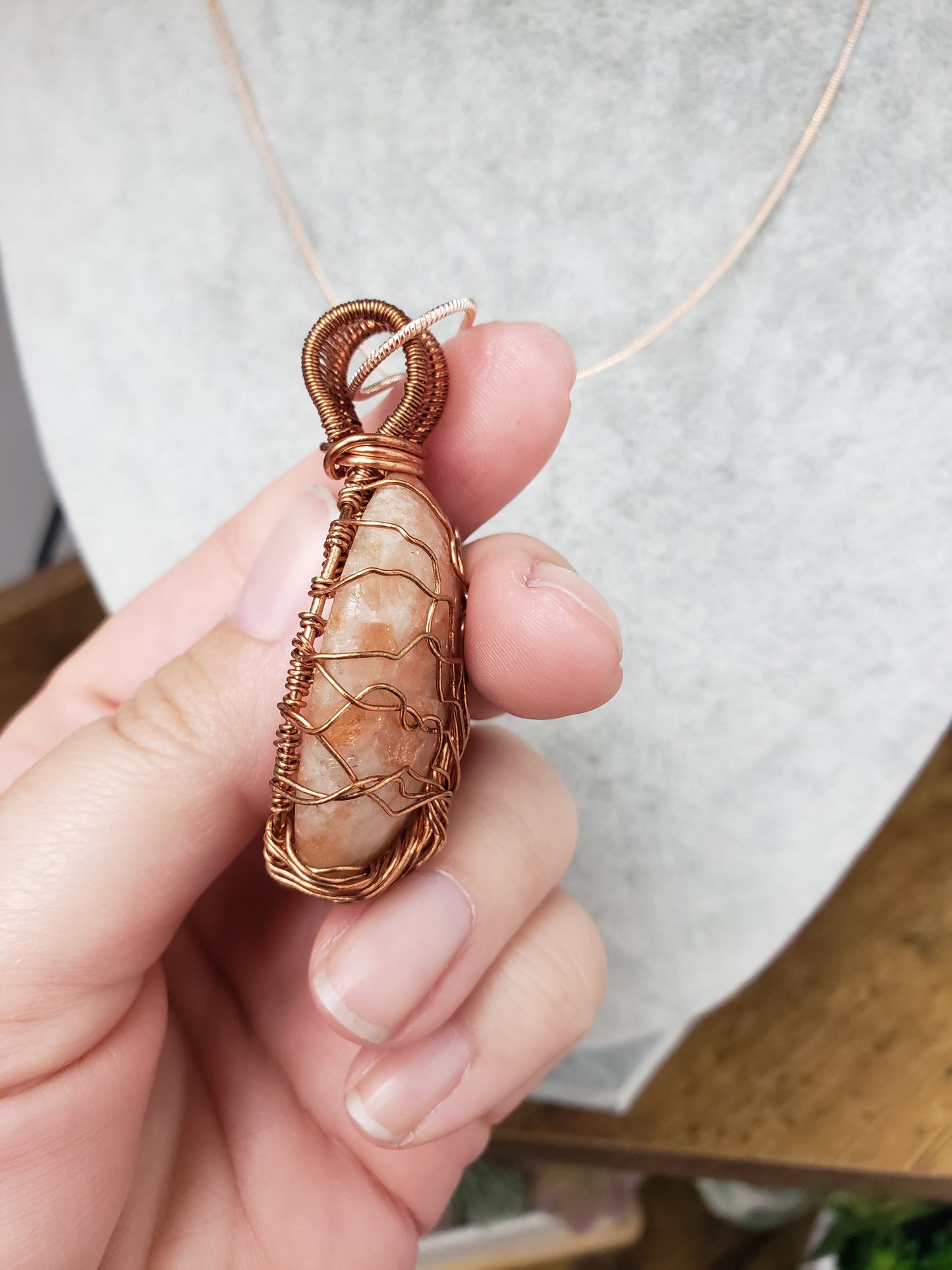Sunstone Tree of Life Wire Wrap Necklace