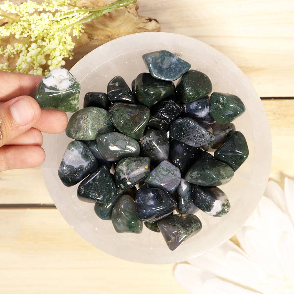 Green Moss Agate Tumbled Stones