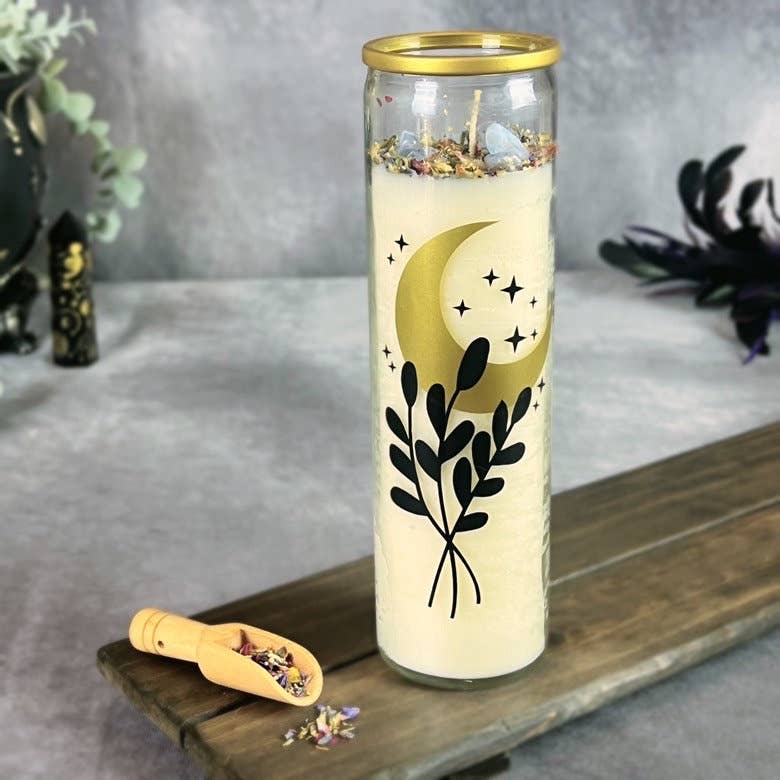 Large 100 Hour Crystal Intention Candle For Witchcraft