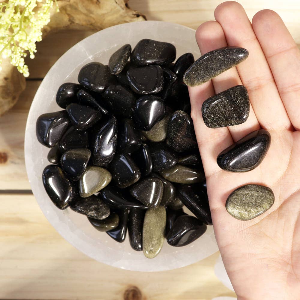 Golden Sheen Obsidian Tumbled Stones