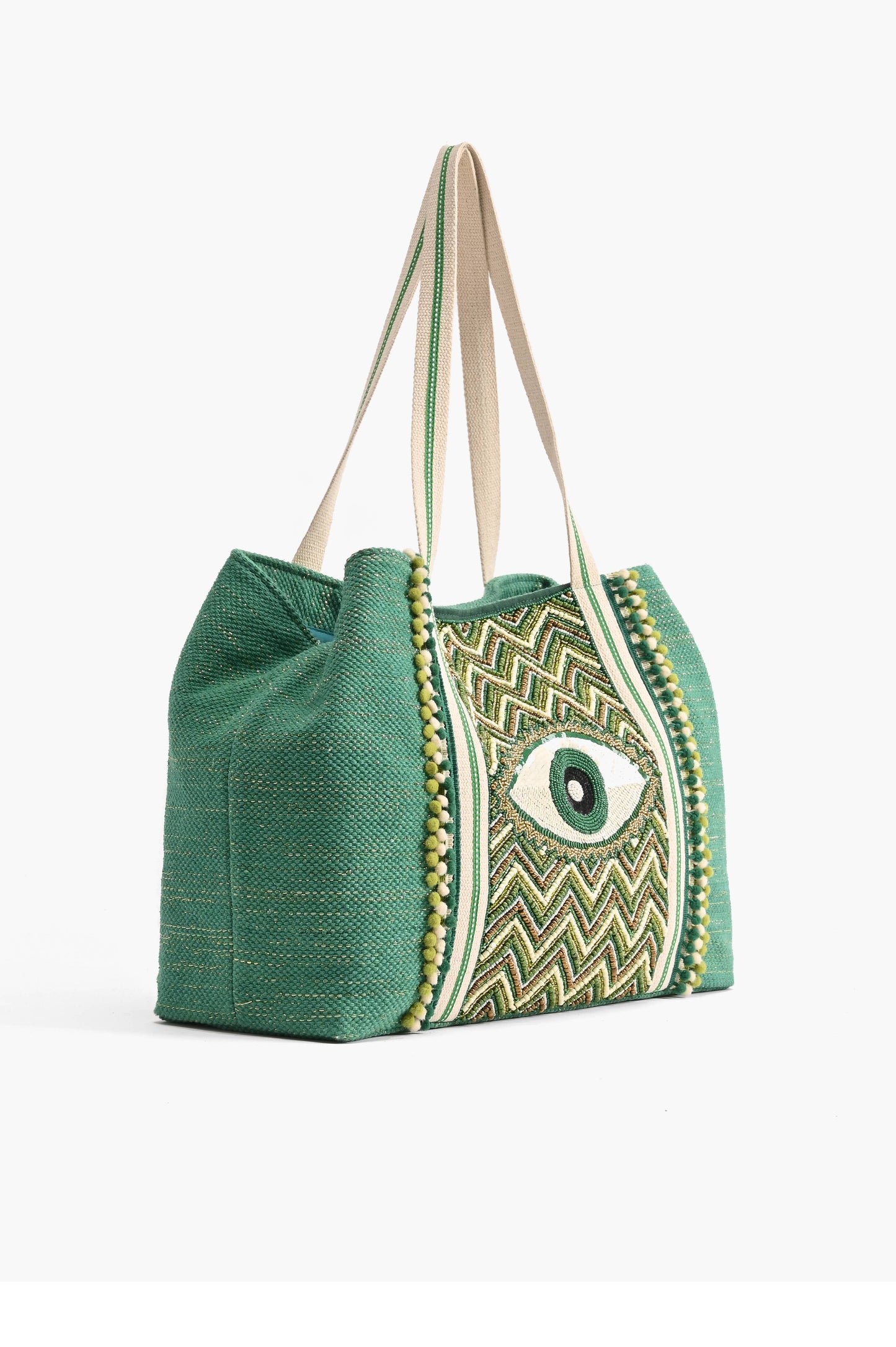 Emerald Evil Eye Embellished Tote