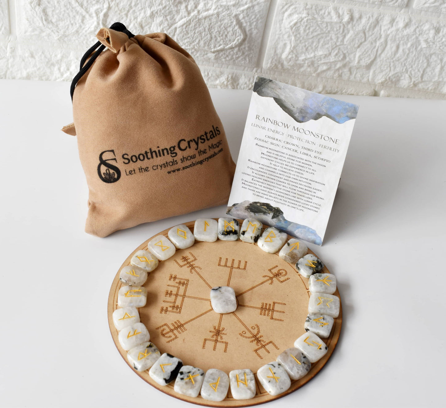 Rainbow Moonstone Rune Set(Growth  and Stress Relief)