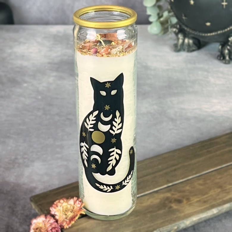 Large 100 Hour Crystal Intention Candle For Witchcraft