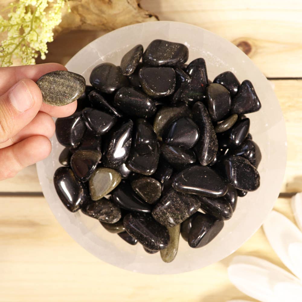 Golden Sheen Obsidian Tumbled Stones