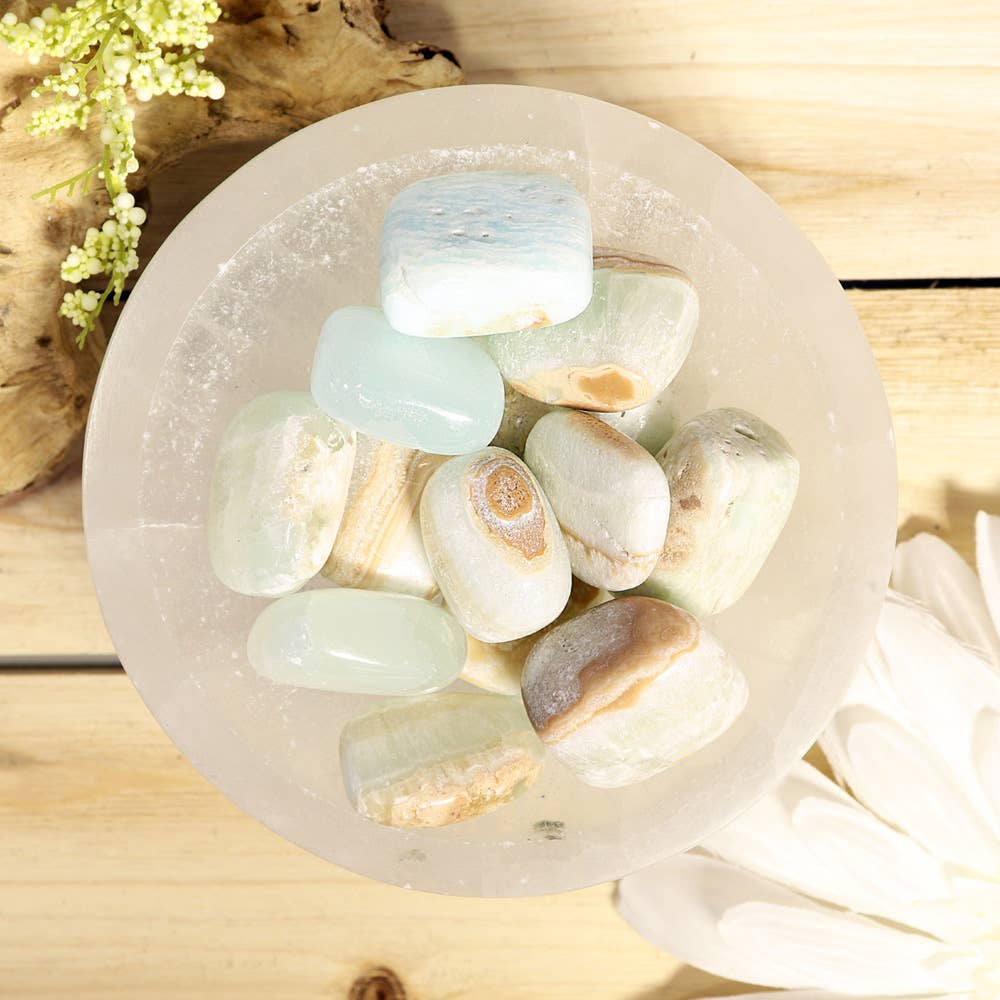 Caribbean Blue Calcite Tumbled Stones