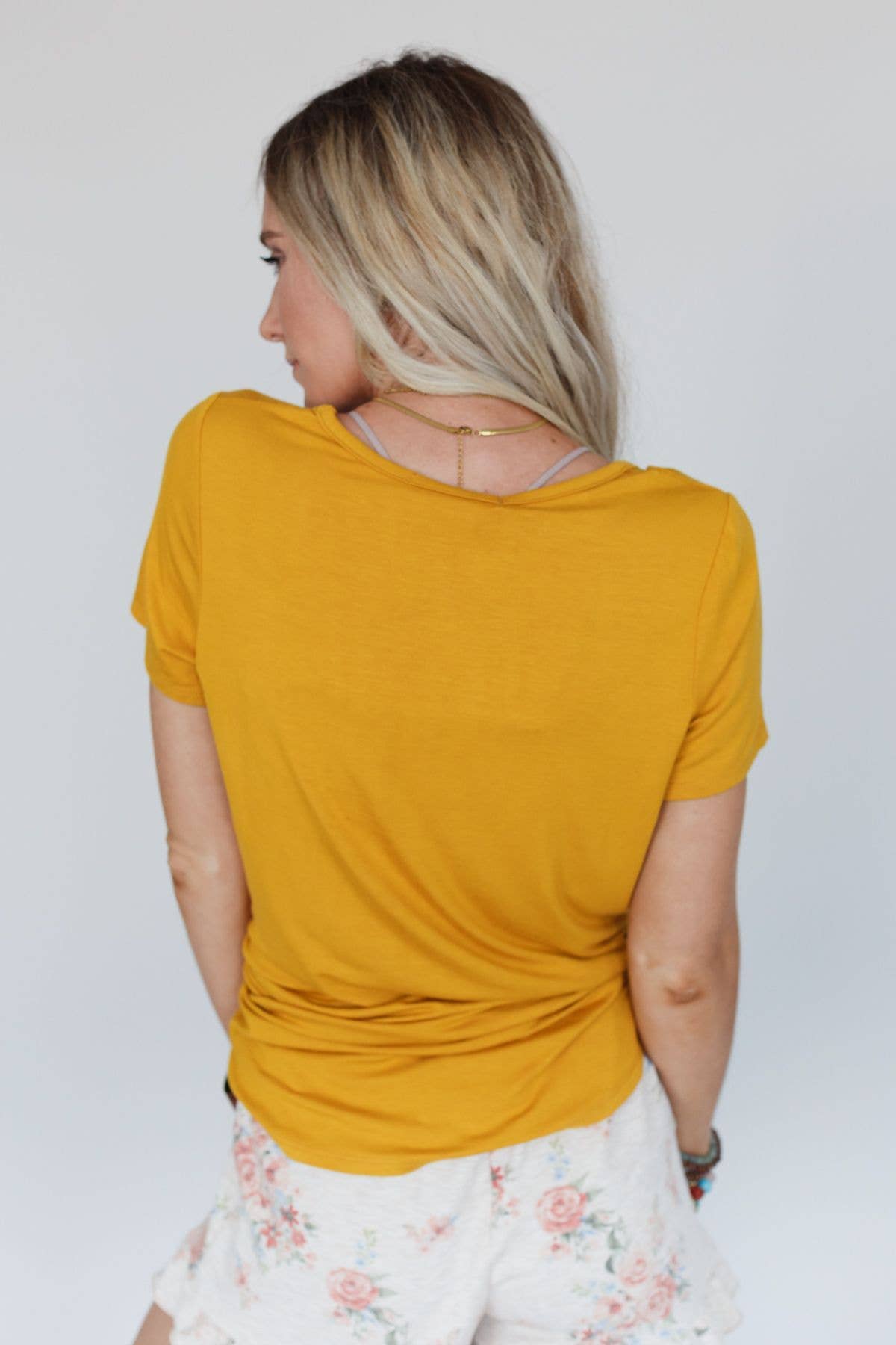 Scoop Neck Bralette Tee - Mustard