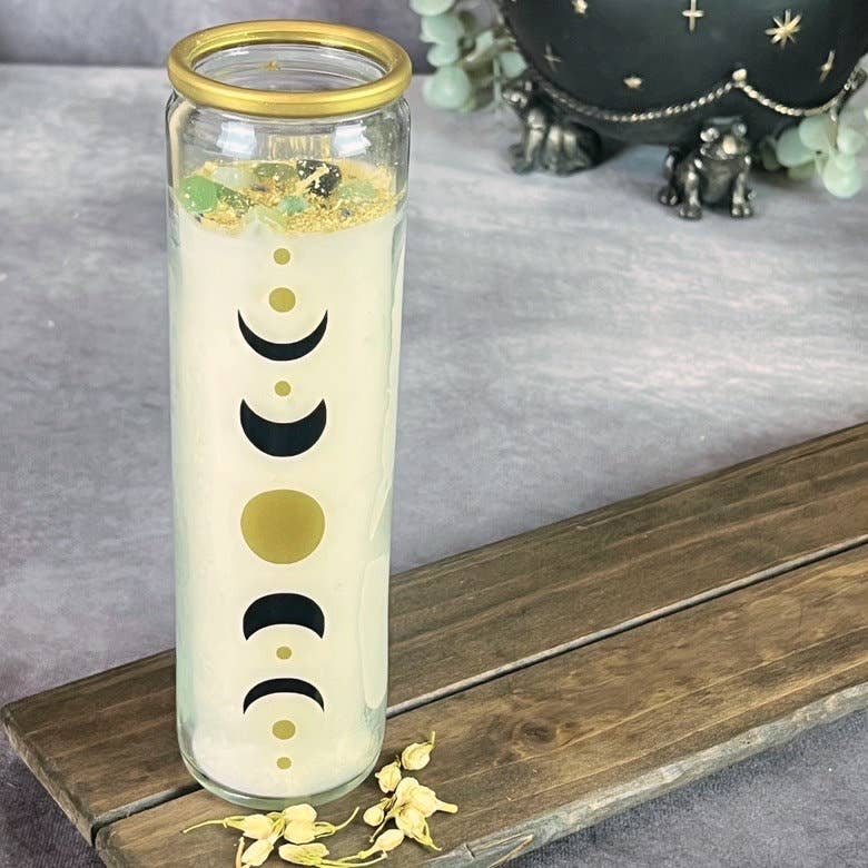 Large 100 Hour Crystal Intention Candle For Witchcraft