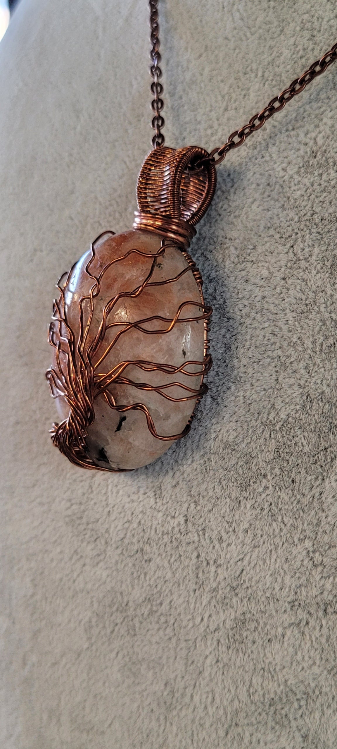 Sunstone Tree of Life Wire Wrap Necklace