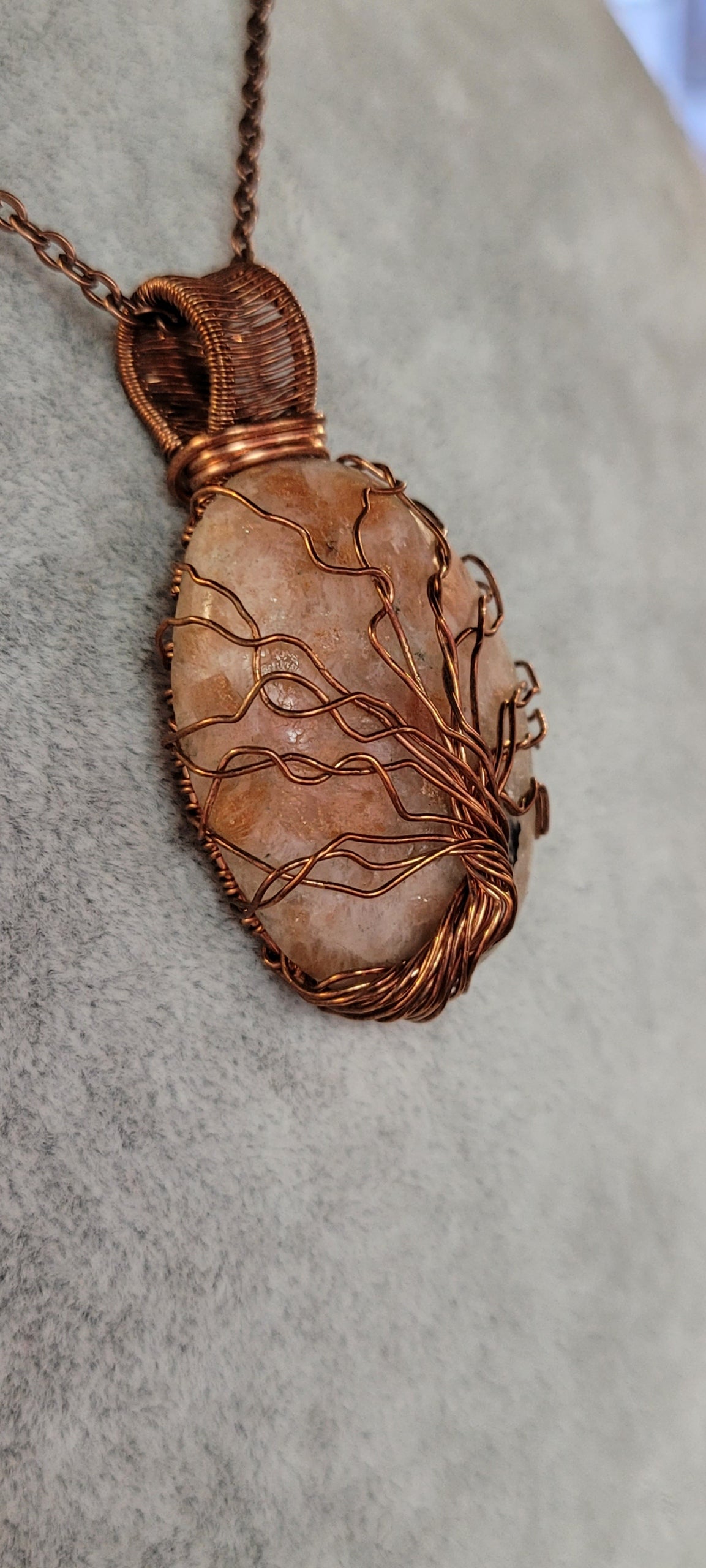 Sunstone Tree of Life Wire Wrap Necklace