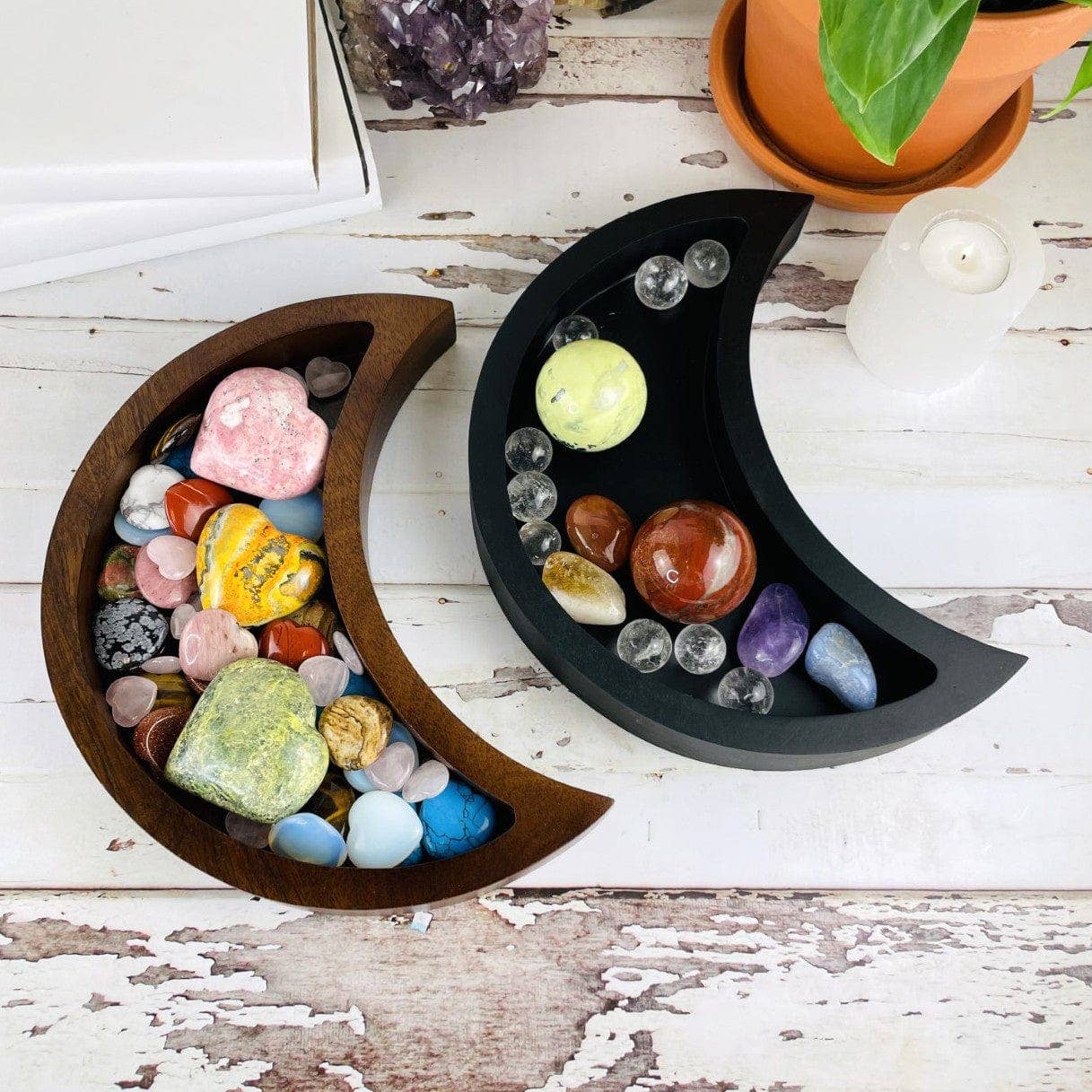 Moon Tray - Crystal Collector Display Organizer Crescent
