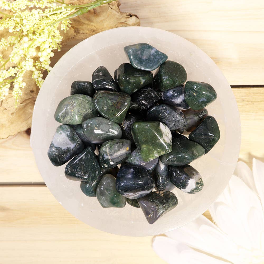 Green Moss Agate Tumbled Stones