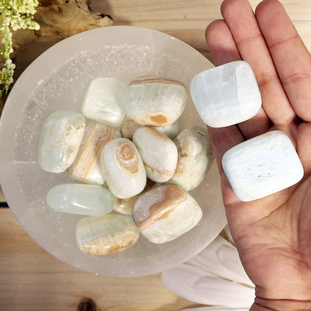 Caribbean Blue Calcite Tumbled Stones