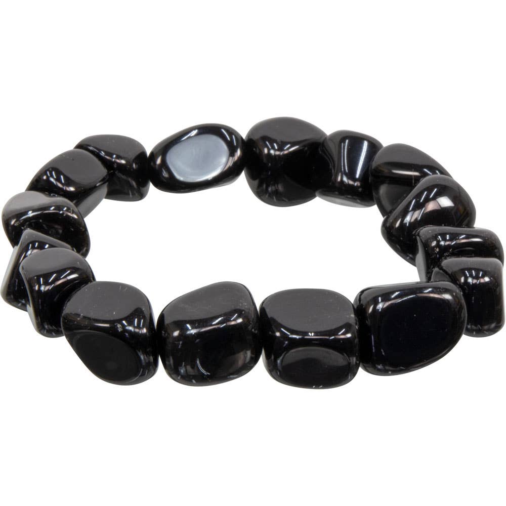 Tumbled Stone Bracelet Black Obsidian
