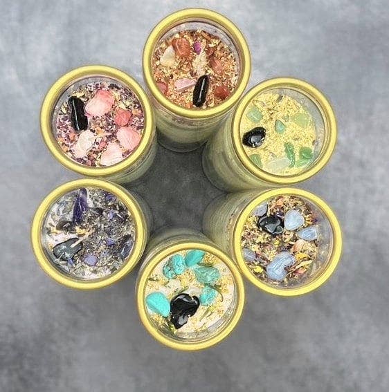 Large 100 Hour Crystal Intention Candle For Witchcraft