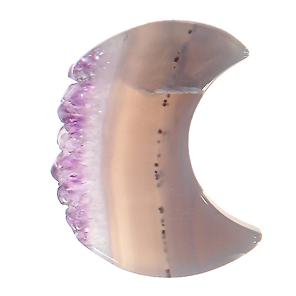 Agate Druze Moon with Amethyst Druze
