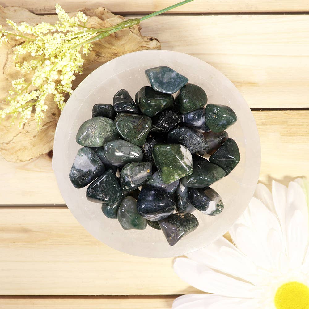 Green Moss Agate Tumbled Stones
