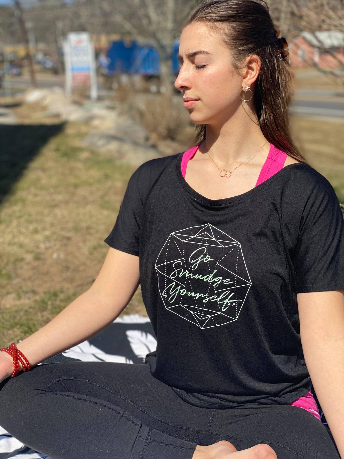 Go Smudge Yourself, Black Flowy Tee