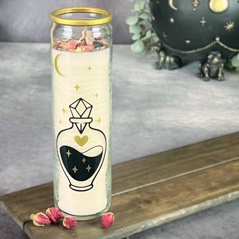Large 100 Hour Crystal Intention Candle For Witchcraft