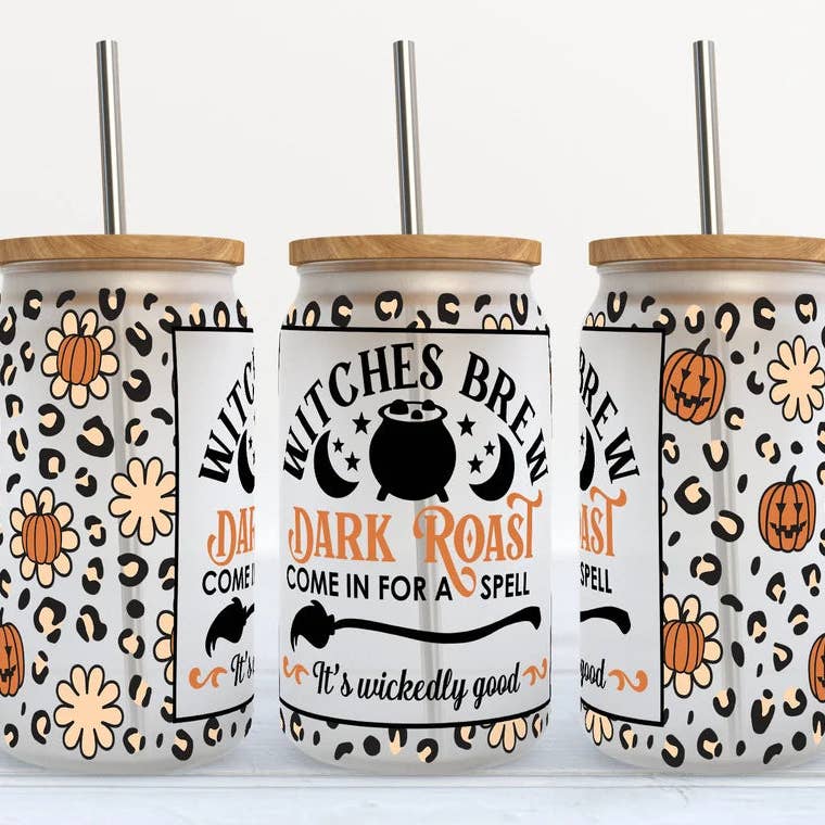 Witches Brew Dark Roast 16oz Libbey Glass Tumbler