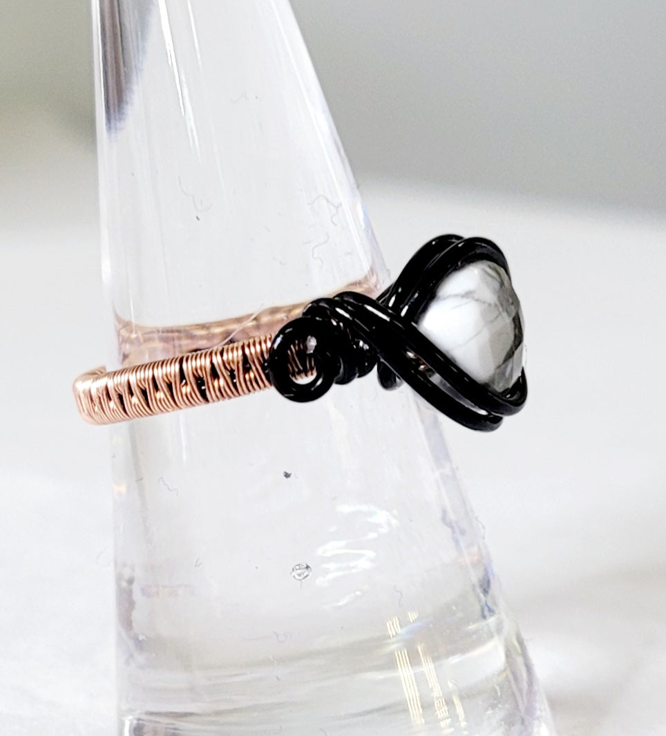 Howlite Wire Wrapped Ring