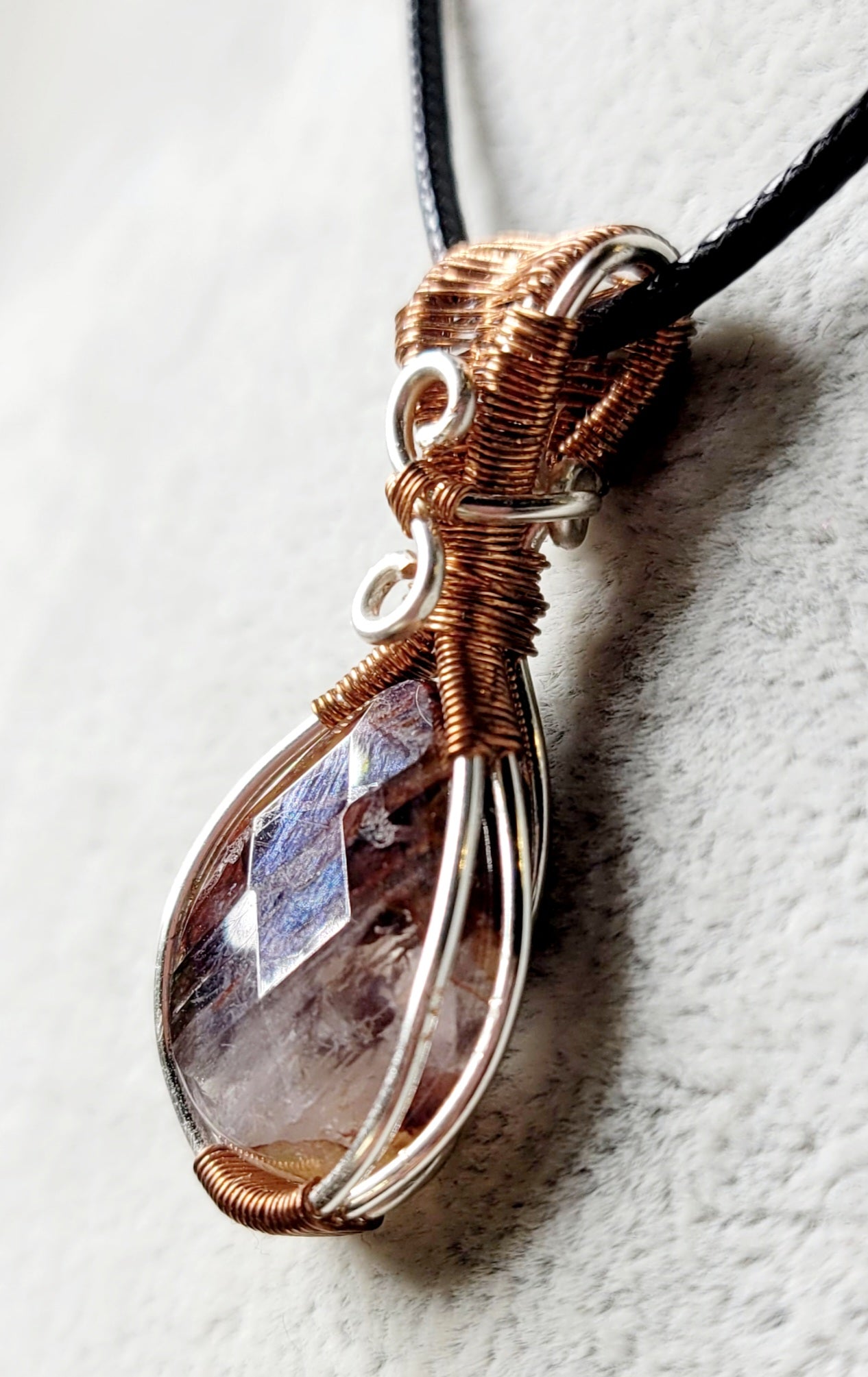 Fire Quartz Pendent Wire Wrapped