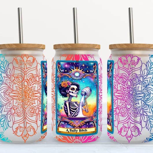 Salty Bitch Colorful 16oz Frosted Libbey Glass