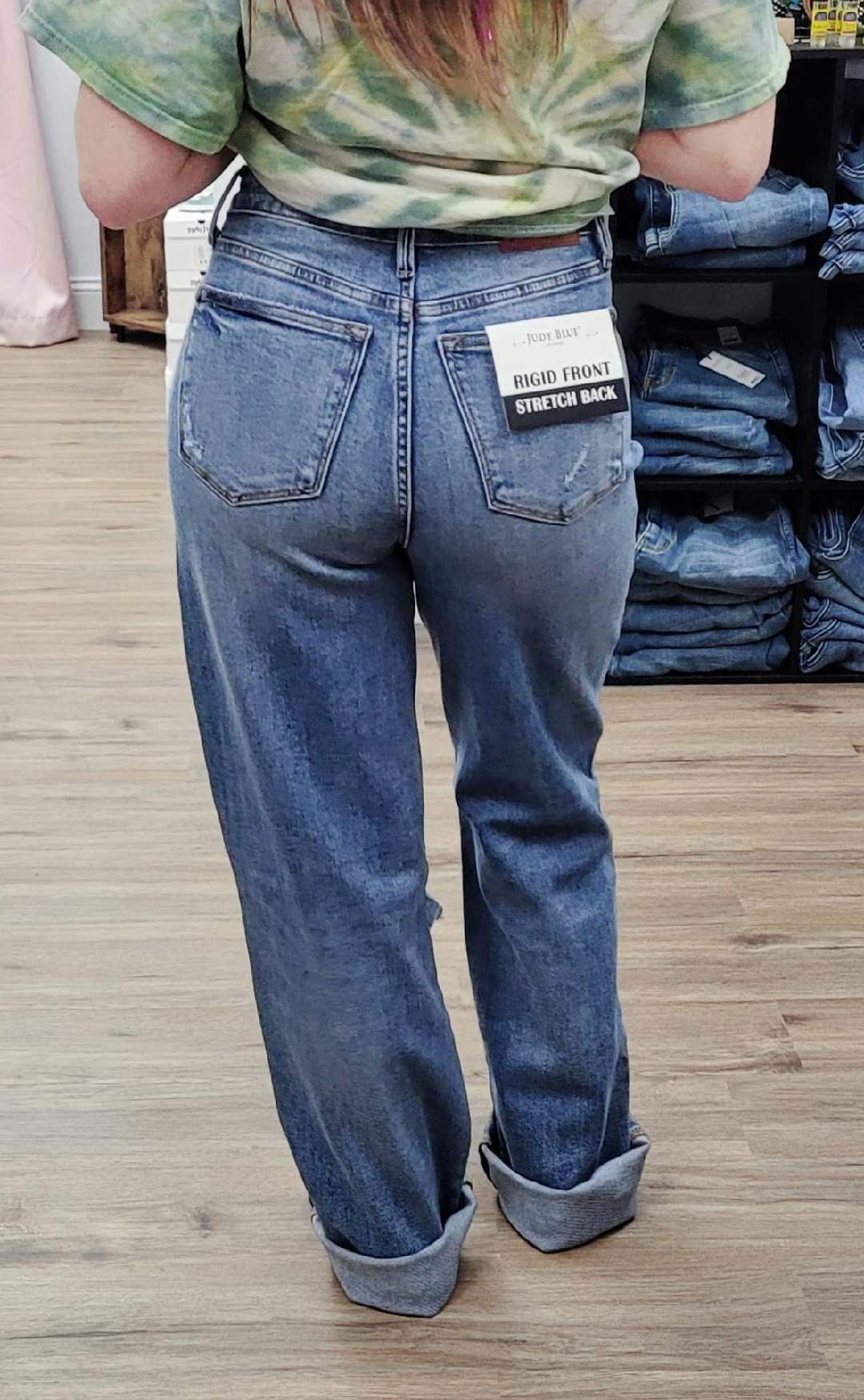 Women's High Waisted Rigid Magic Criss Cross Waist Dad Jeans by Judy Blue