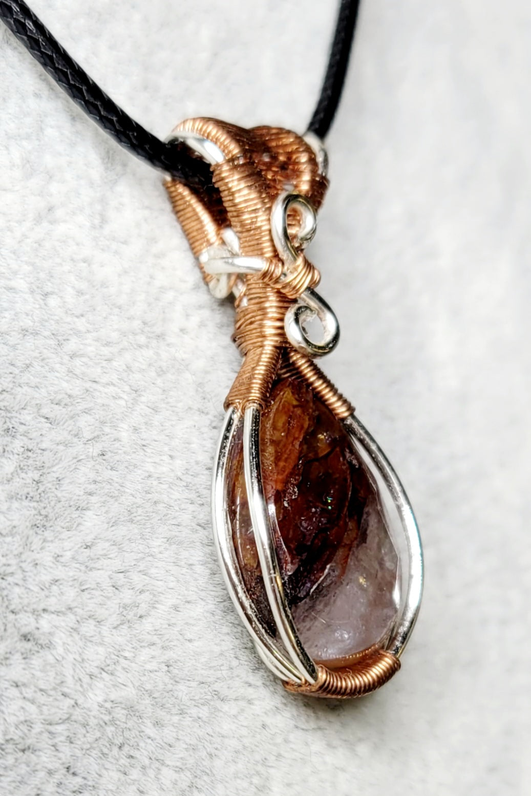 Fire Quartz Pendent Wire Wrapped