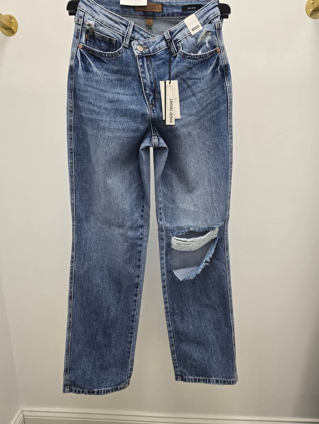 Women's High Waisted Rigid Magic Criss Cross Waist Dad Jeans by Judy Blue
