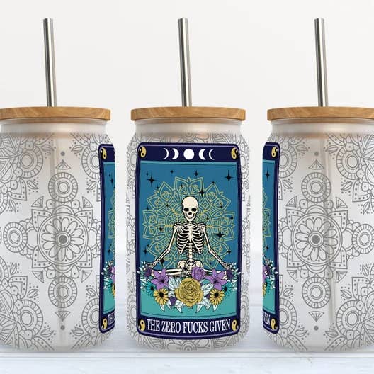 The Zero Fucks Given Card 16oz Frosted Libbey Glass Tumbler