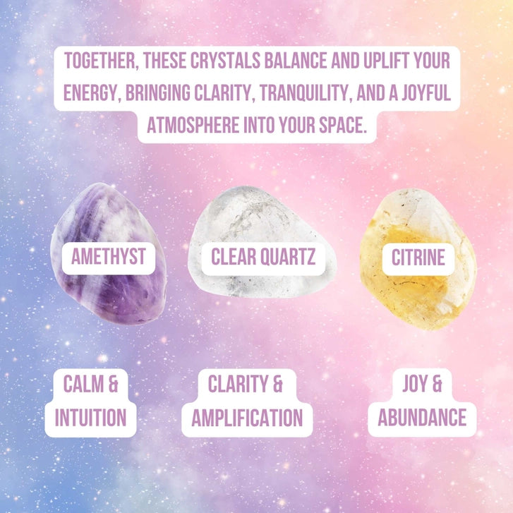 Chakra Gemstone Suncatcher-Amethyst, Citrine and Quartz