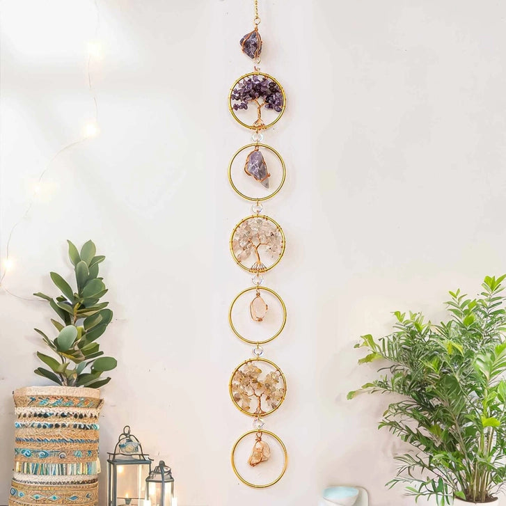 Chakra Gemstone Suncatcher-Amethyst, Citrine and Quartz