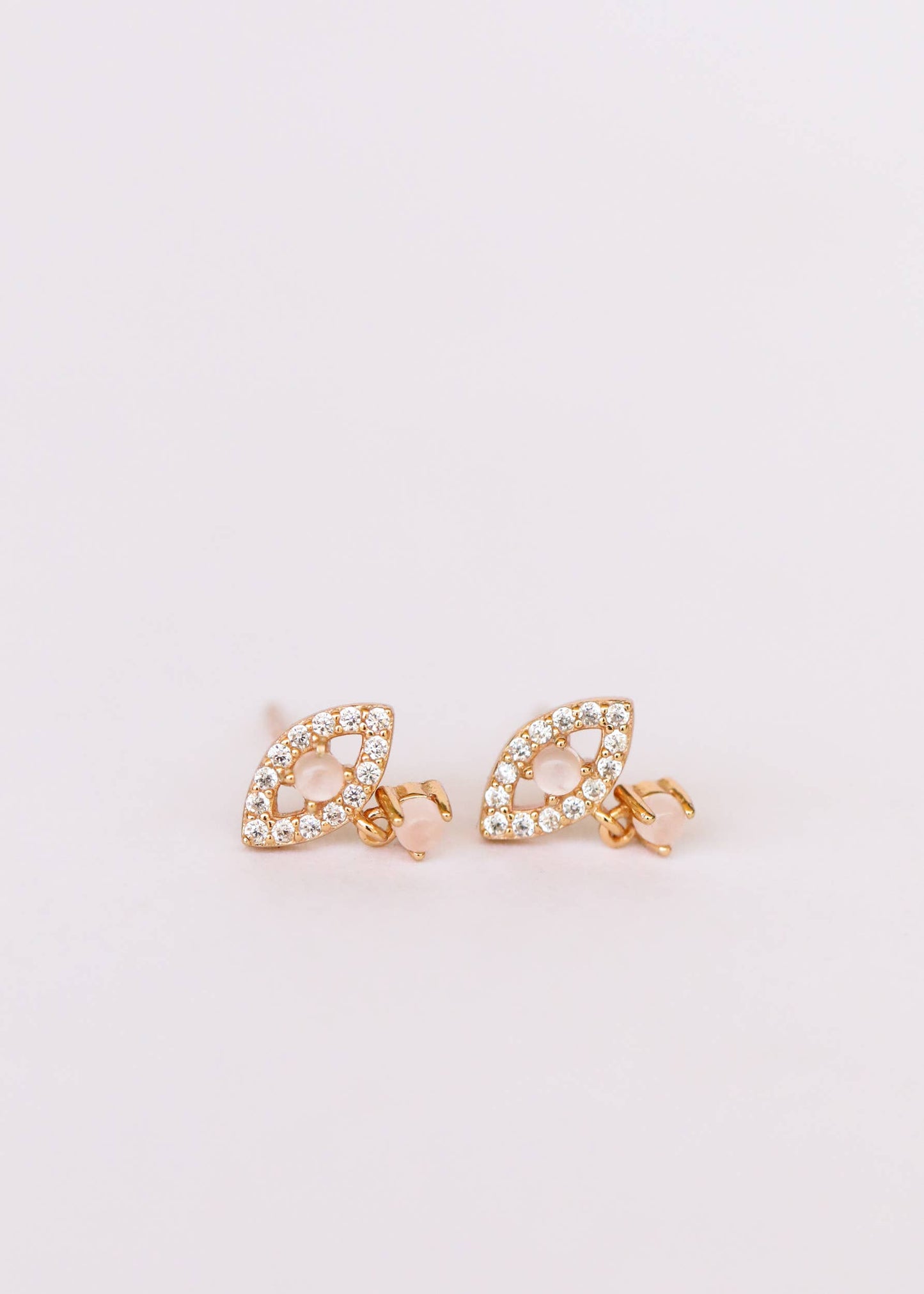 Evil Eye Drop - Rose Quartz - Earring