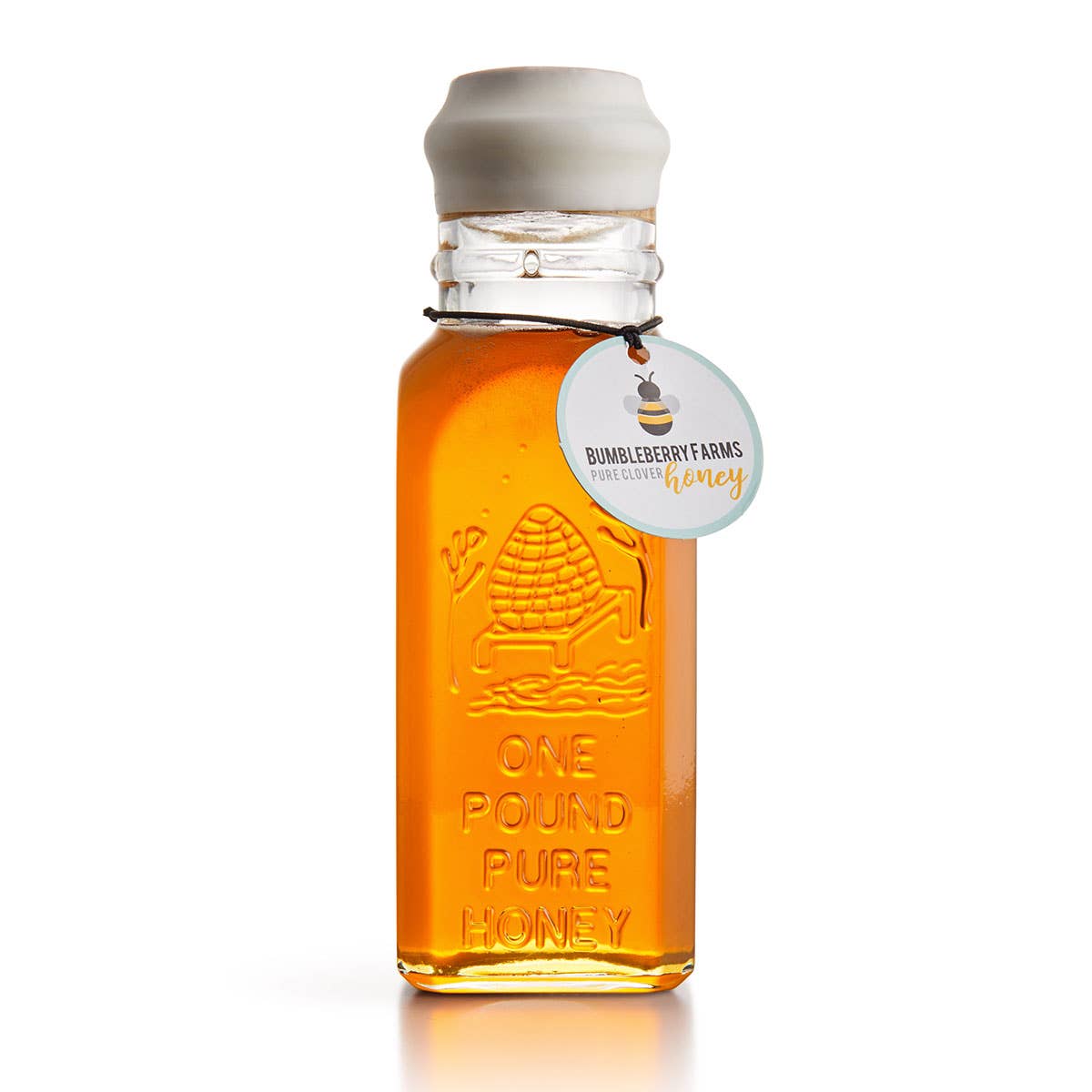 16OZ Pure Clover Honey in Wax-Dipped Embossed Honey Jar