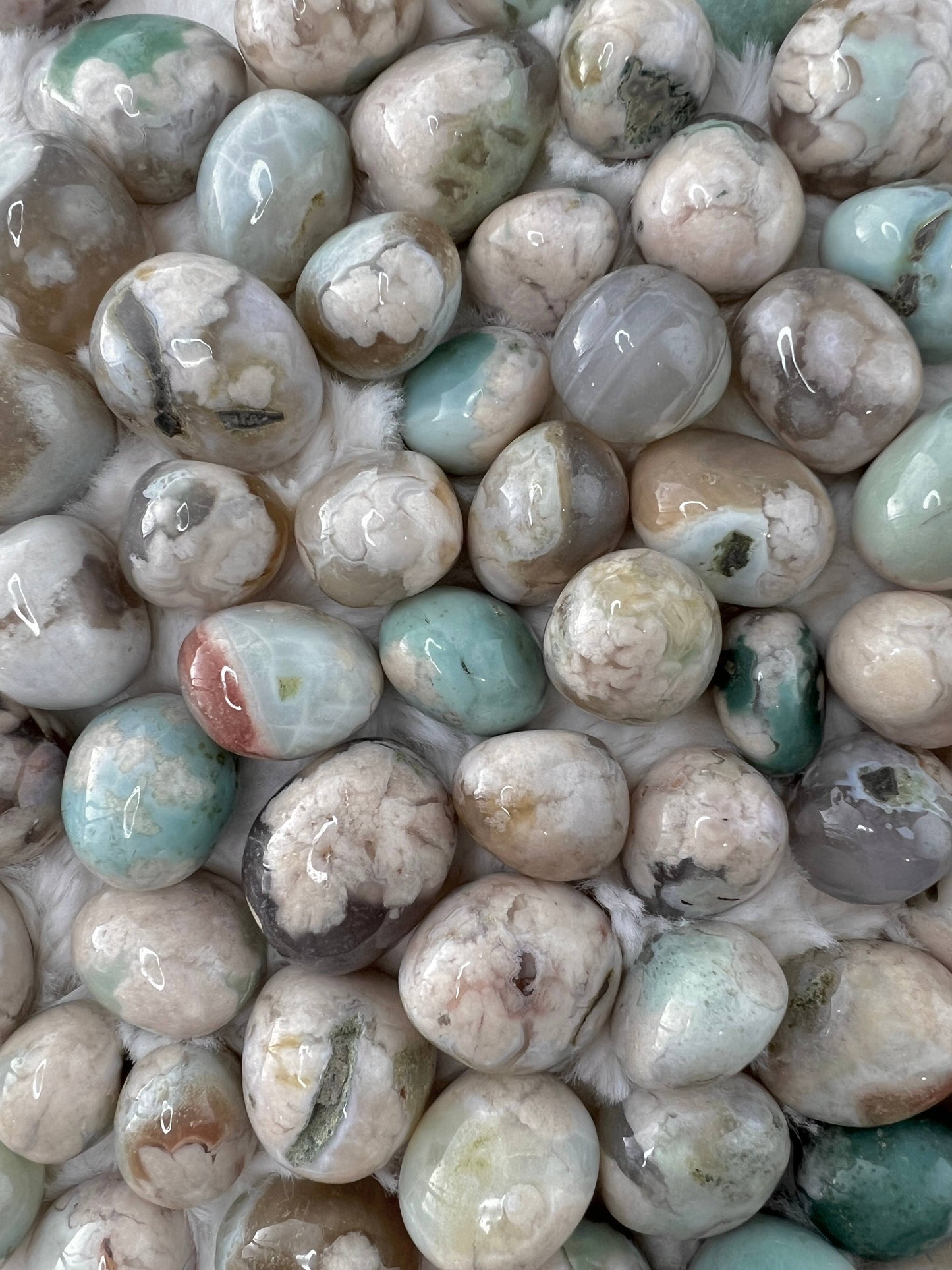 Green Flower Agate Tumble