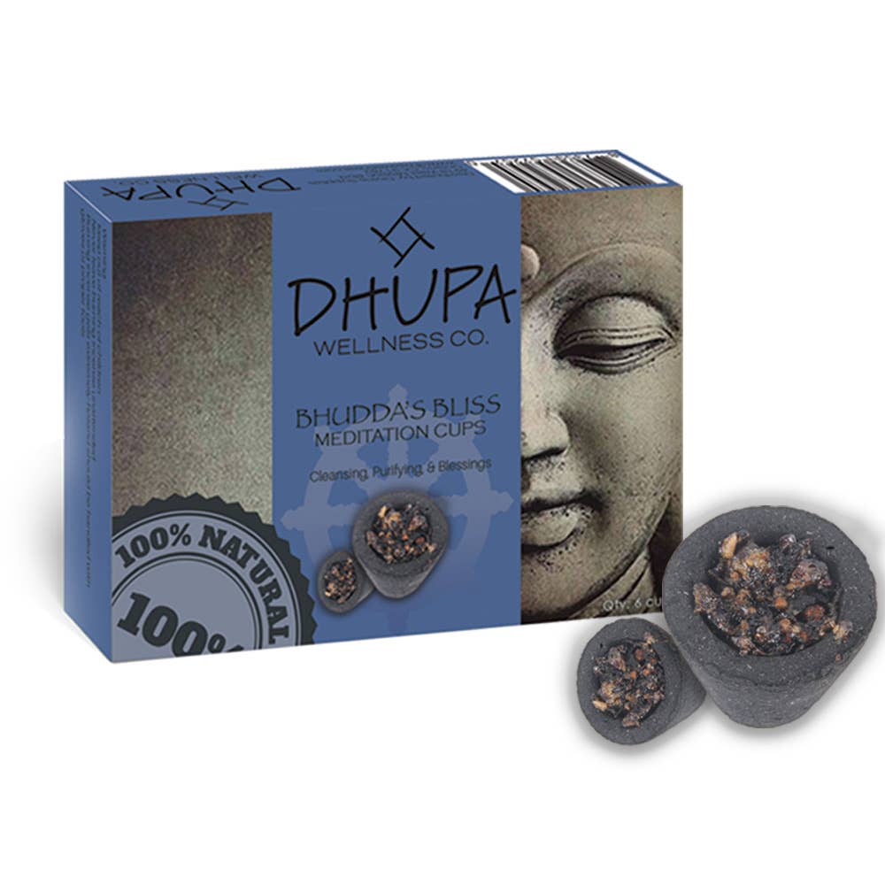 Buddhas Bliss Natural Incense DHUPA Box with 6 Smudge Cups