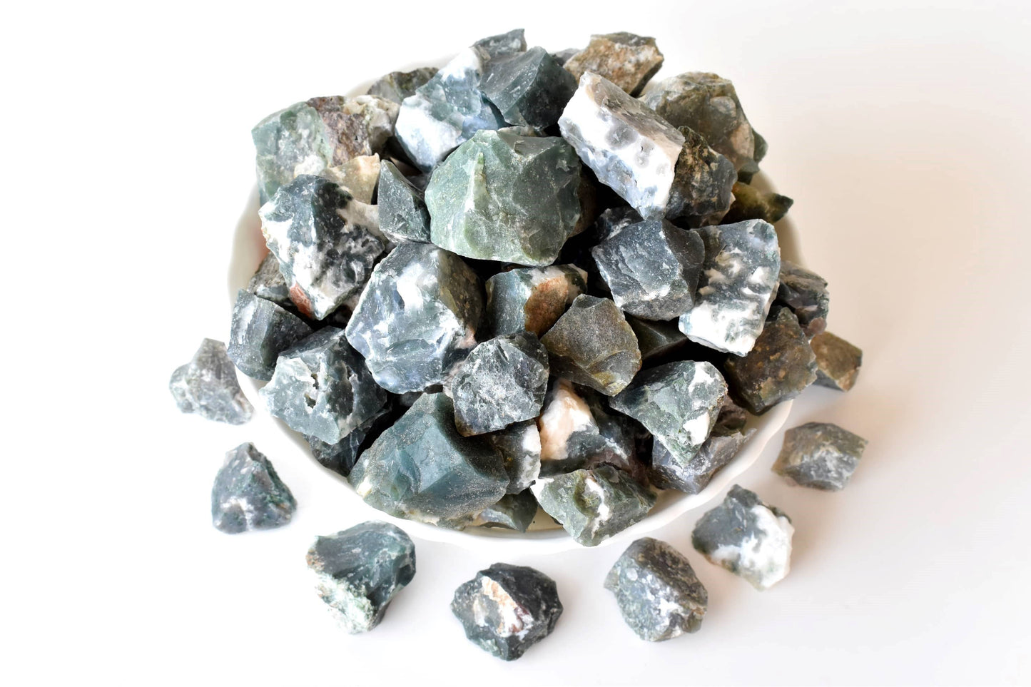 1Pc Moss Agate Rough Stones ~ 1 inch Raw Crystals