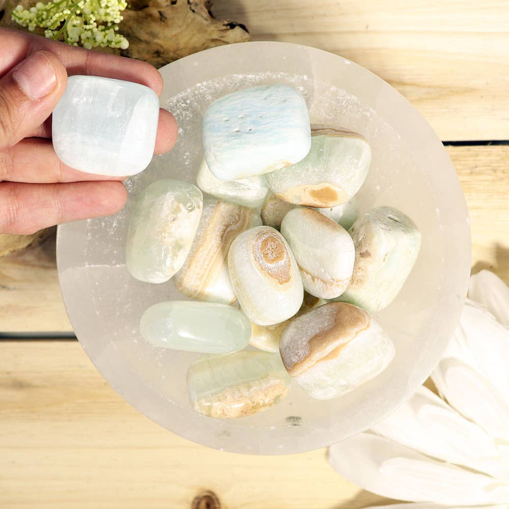 Caribbean Blue Calcite Tumbled Stones