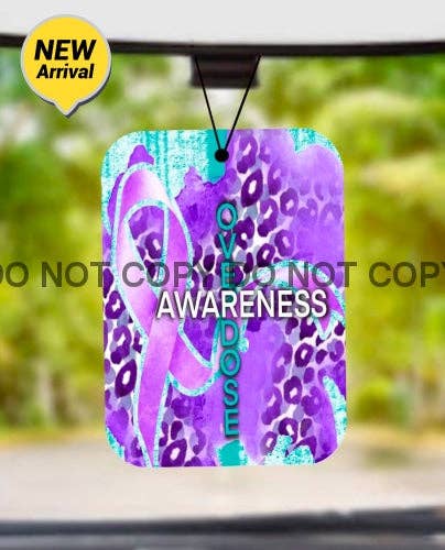 Overdose Awareness Purple Ribbon ~ Car Air Freshener Freshie ~Apple Harvest