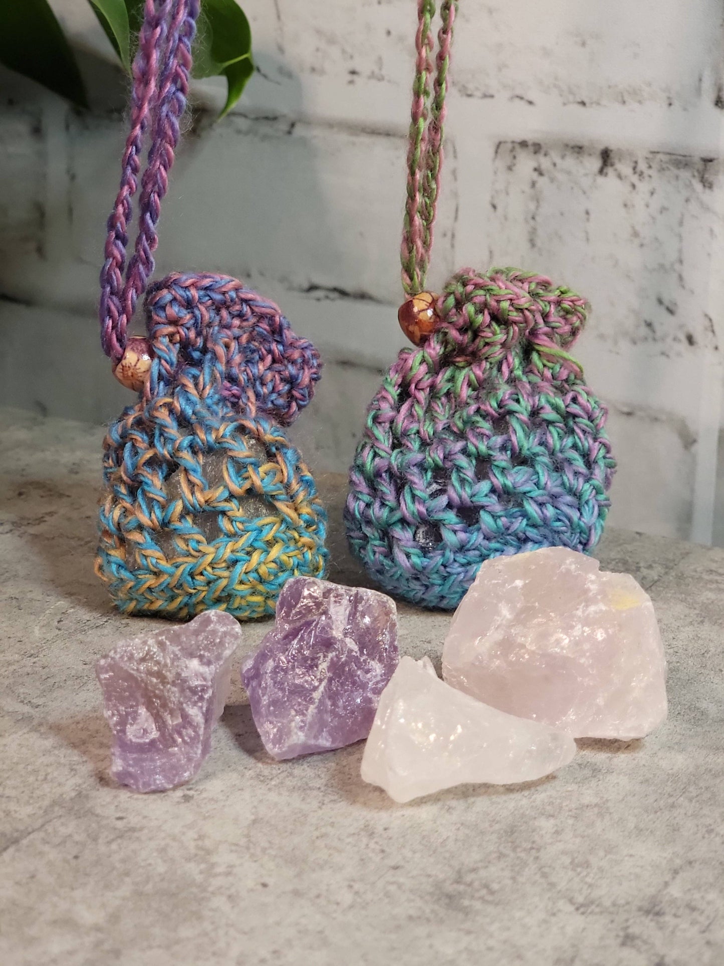 Healing Crystal Pouch Necklace