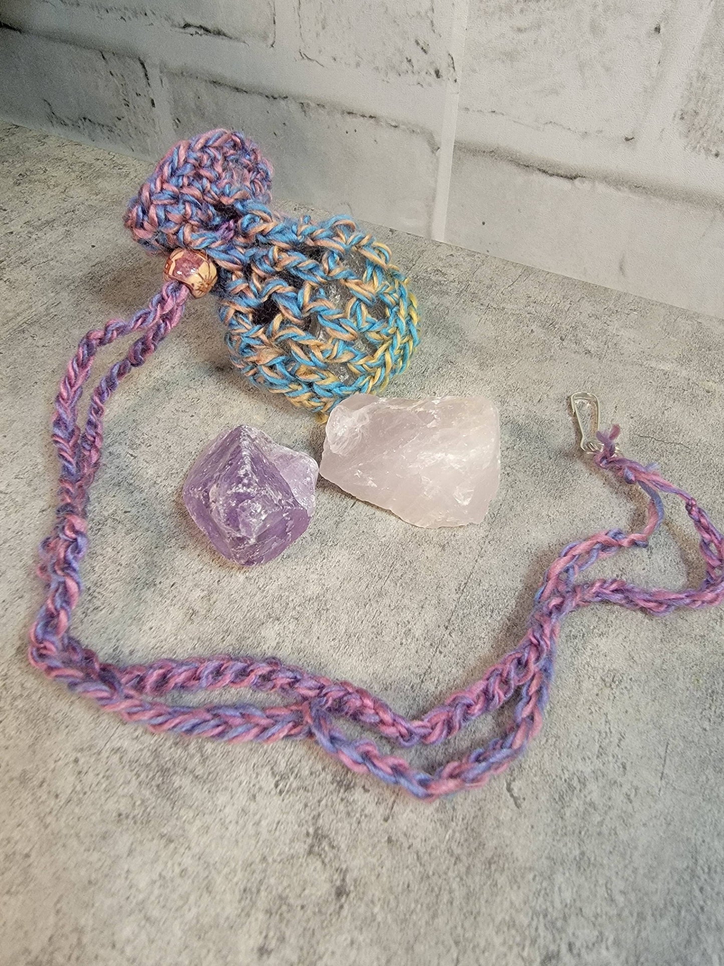 Healing Crystal Pouch Necklace