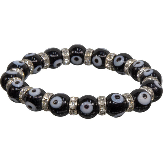 Glass Beads Elastic Bracelet Evil Eye Protection Black