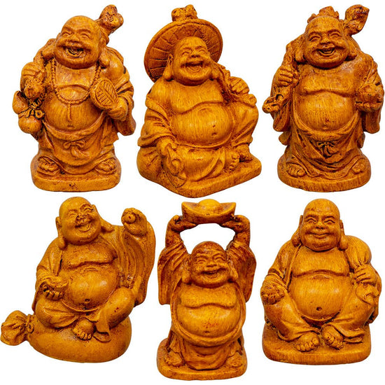 Polyresin Feng Shui Figurines 2-Inch Buddha - Wood/Brown